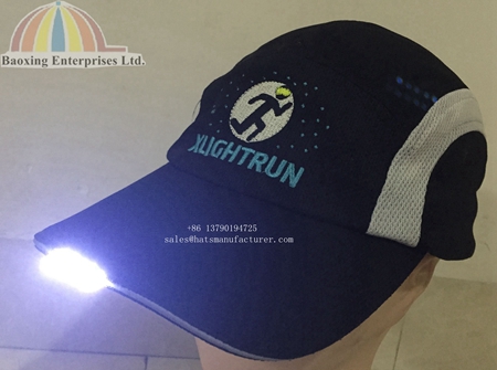 customized marathon runners caps with LED lights