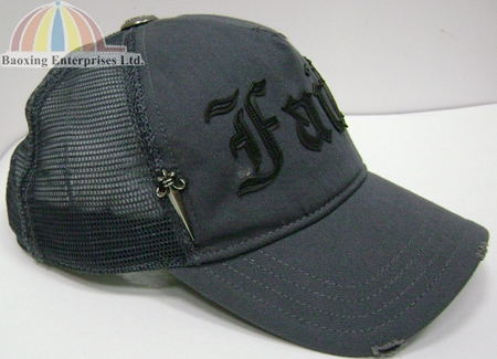 leather applique embroidery trucker hat