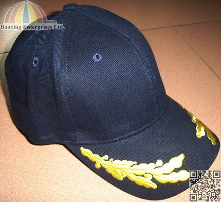 cotton 6 panels baseball cap with olive leaf