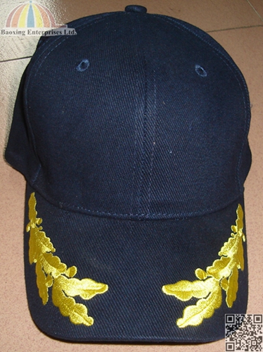 cotton 6 panels baseball cap with olive leaf