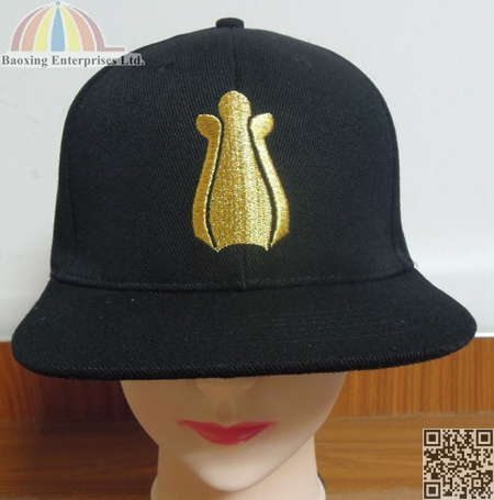 metallic embroidery black snapback caps