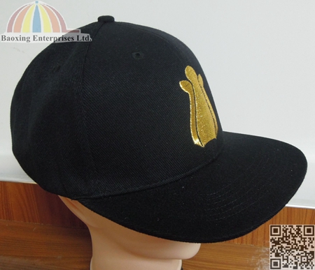 metallic embroidery black snapback caps
