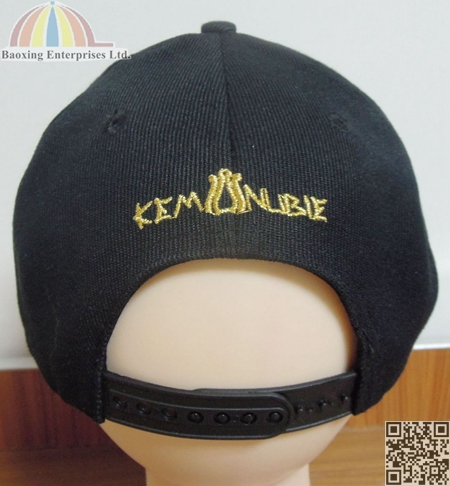 metallic embroidery black snapback caps