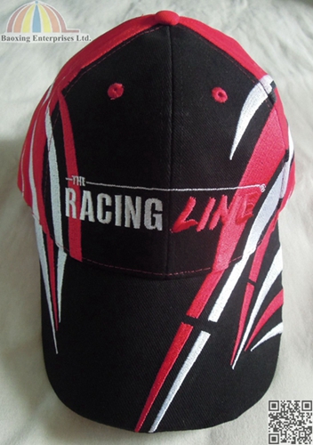 custom 3 color application embroideri racing caps