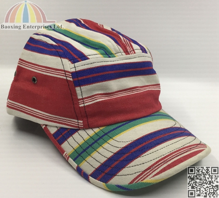 customize printed stripes 5 panel camp cap