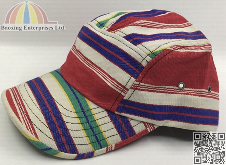 customize printed stripes 5 panel camp cap