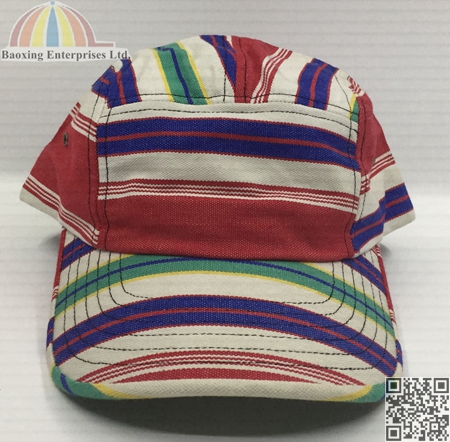 customize printed stripes 5 panel camp cap