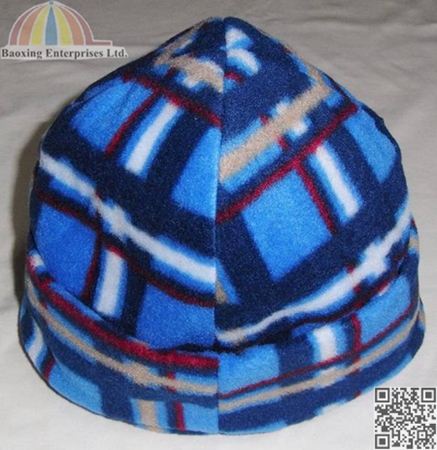 custom plaid polar fleece winter beanie hat