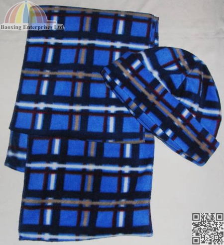 custom plaid polar fleece winter beanie hat