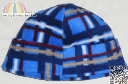 custom plaid polar fleece winter beanie hat