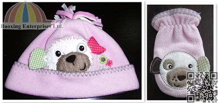 microfleece children winter beanie hat and scarf