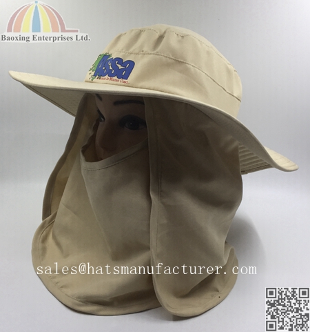 UPF50+ sun protection hat with mask neck flap