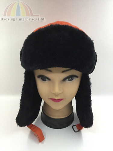 cotton canvas faux fur ushanka russian hat