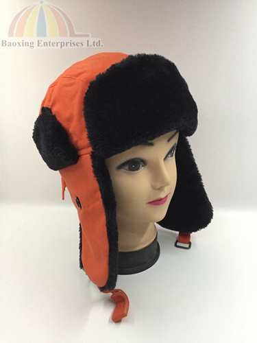 cotton canvas faux fur ushanka russian hat